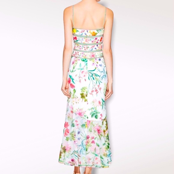 Tadashi Shoji x BHLDN Eva 2 | XS Ivory Pink Floral Chiffon High-Low Midi Formal - Picture 7 of 10